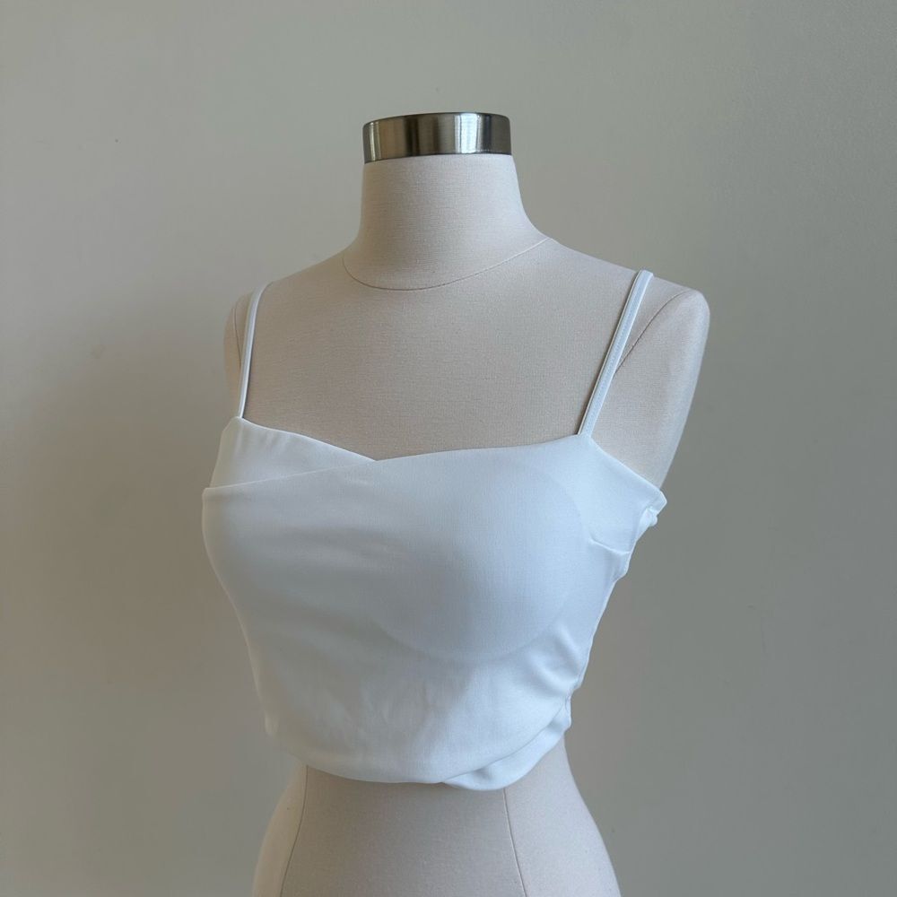 White Crossed Tank Size S